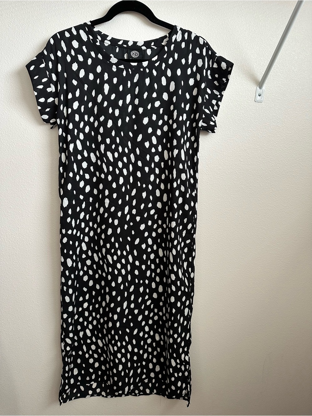 bobeau Black and White Spotted Maxi Dress